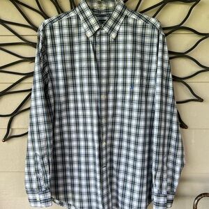 Nautica Men's White and Blue Checkered Shirt